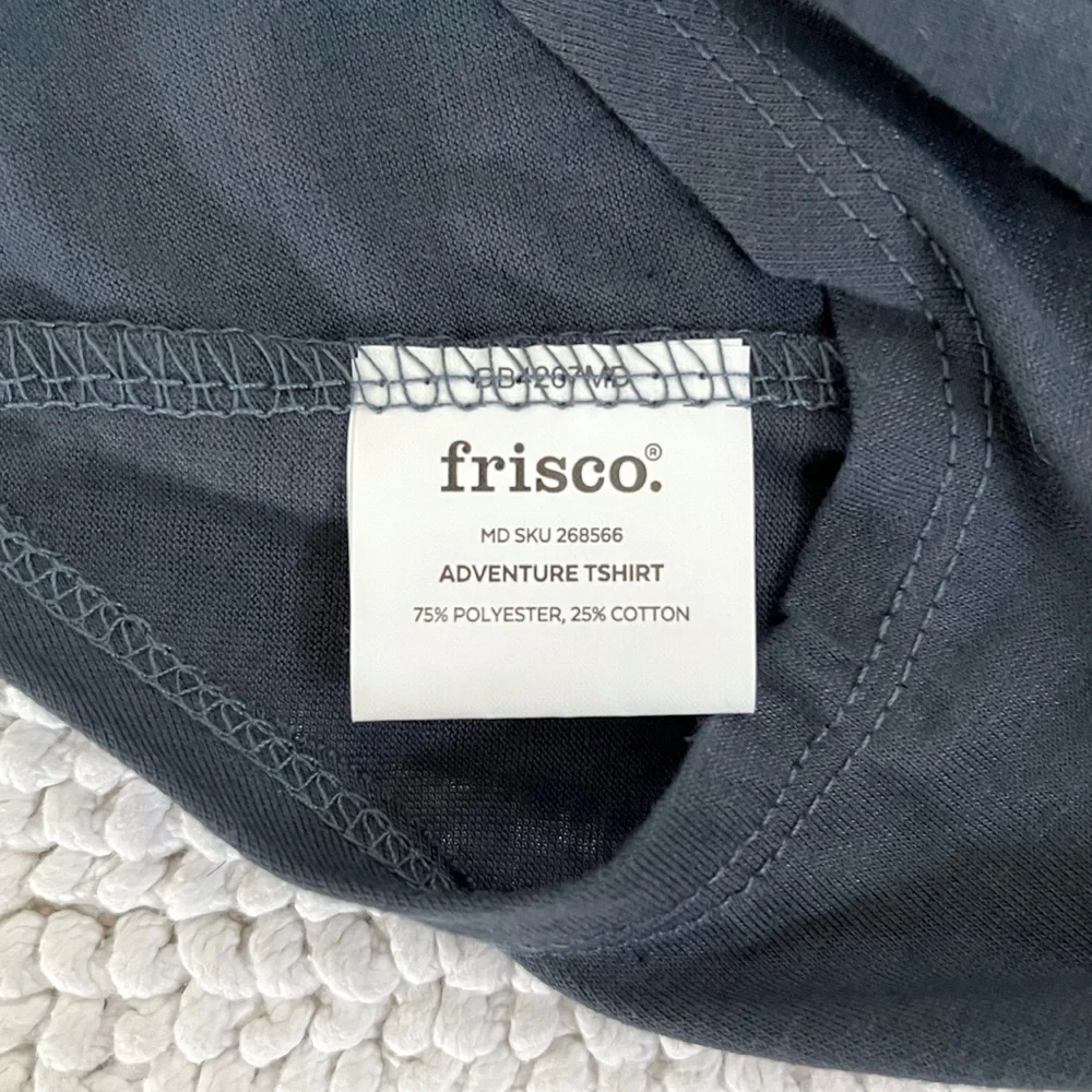 Frisco by Chewy | Dog Camping Graphic Tee | Size Medium, Steel Blue/Rust